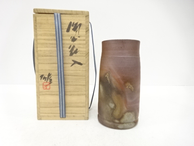 JAPANESE TEA CEREMONY / BIZEN WARE HANAIRE FLOWER VASE / ARTISAN WORK